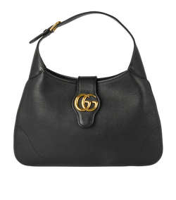 Aphrodite Medium Hobo, Leather, Black, 726274, DB/S/RCT, 3*